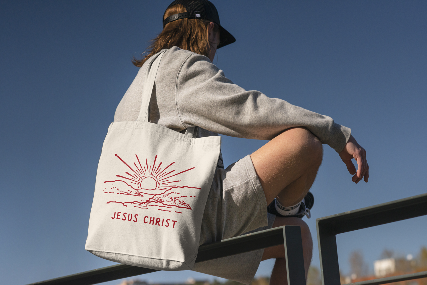 Sunset Jesus Christ Tote Bag